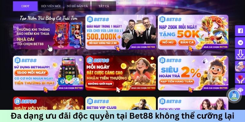 Đa dạng ưu đãi độc quyền tại Bet88 không thể cưỡng lại