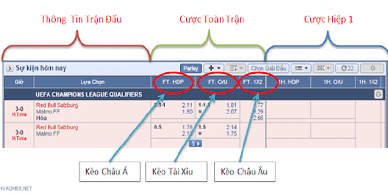 Tổng hợp kèo thông dụng tại nhà cái Bet88